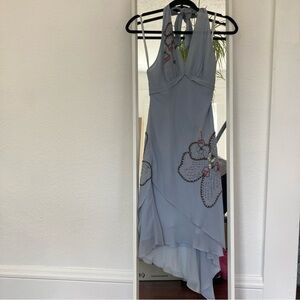 BCBG Halter Cocktail Dress in Light Blue